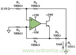 圖3.IOUT= 1 mA的示例電路。