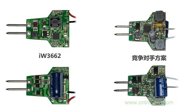 iW3662與競爭對手方案相比，所需外部元器件的數量大幅降低