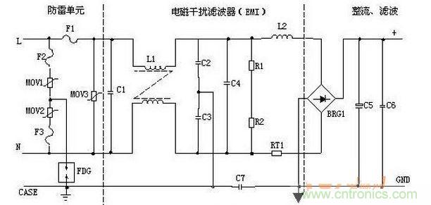 輸入濾波、整流回路原理圖