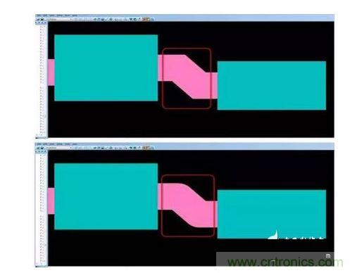 有效的PCB 設計工具會自動考慮用于繪制形狀的線型，以計算準確的線條寬度，幫助您輕松創(chuàng)建尖拐角。