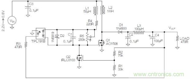 圖2：基于MOSFET的焦耳小偷電路。