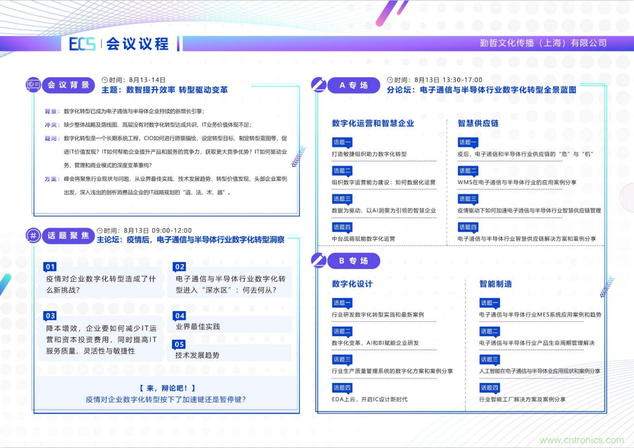 ECS 2020|第二屆中國(guó)電子通信與半導(dǎo)體CIO峰會(huì)正式啟動(dòng)！