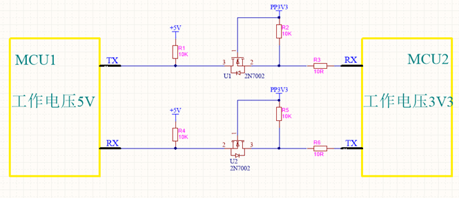 不同的電平信號的MCU如何進行串口通信？